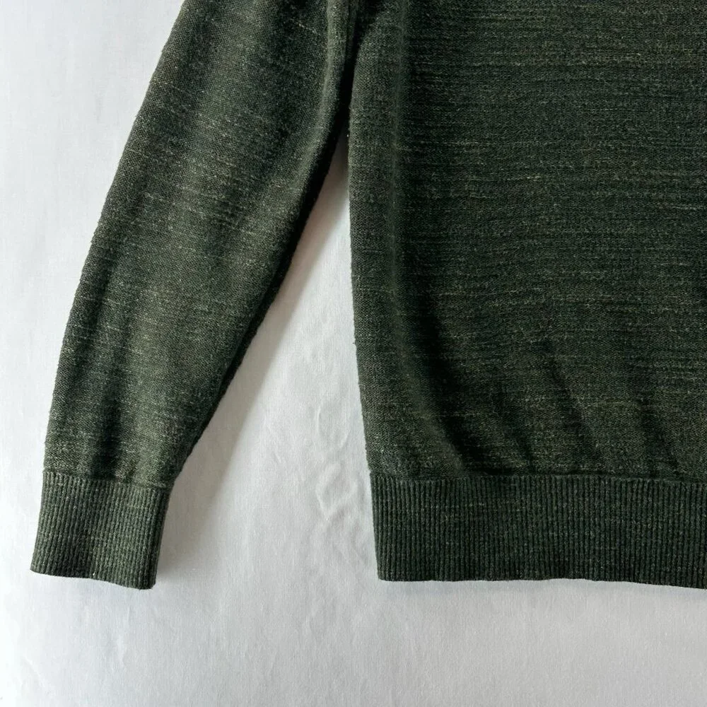 GAP Pullover Sweater Men M Crew Neck Cotton Knit Long Sleeve Heather Olive Green